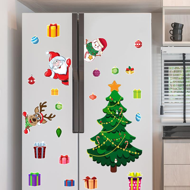 1Set Christmas Refrigerator Magnets,Christmas Tree Magnets for Fridge Stickers Decoration, Adorable Xmas Stickers for Kids Toddlers, DIY Fridge Santa Reindeer Snowman for Fridge Garage Kitchen Metal Door Christmas Decoration 2025