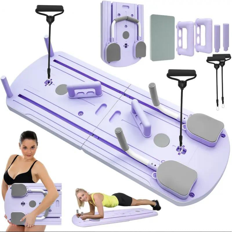 1 Multifunctional Folding Pilates Board, 8-In-1 Set, Includes Resistance Bands, Home Fitness Equipment Suitable for Both Home and Gym Use Foldable Design for Easy Storage Can Be Used for Abdominal and Core Strength Training