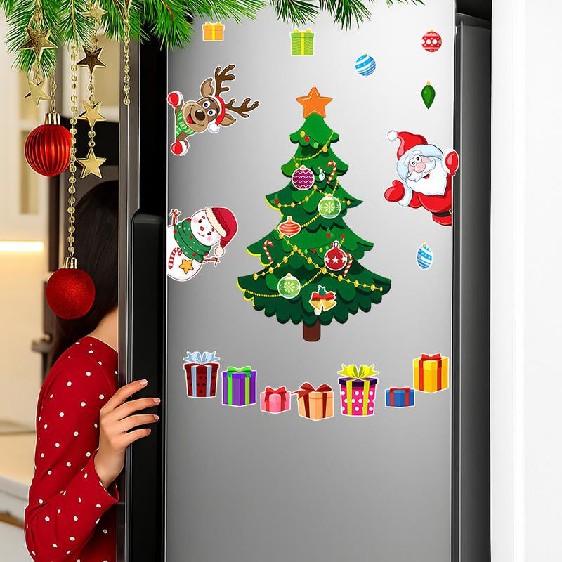 1Set Christmas Refrigerator Magnets,Christmas Tree Magnets for Fridge Stickers Decoration, Adorable Xmas Stickers for Kids Toddlers, DIY Fridge Santa Reindeer Snowman for Fridge Garage Kitchen Metal Door Christmas Decoration 2025