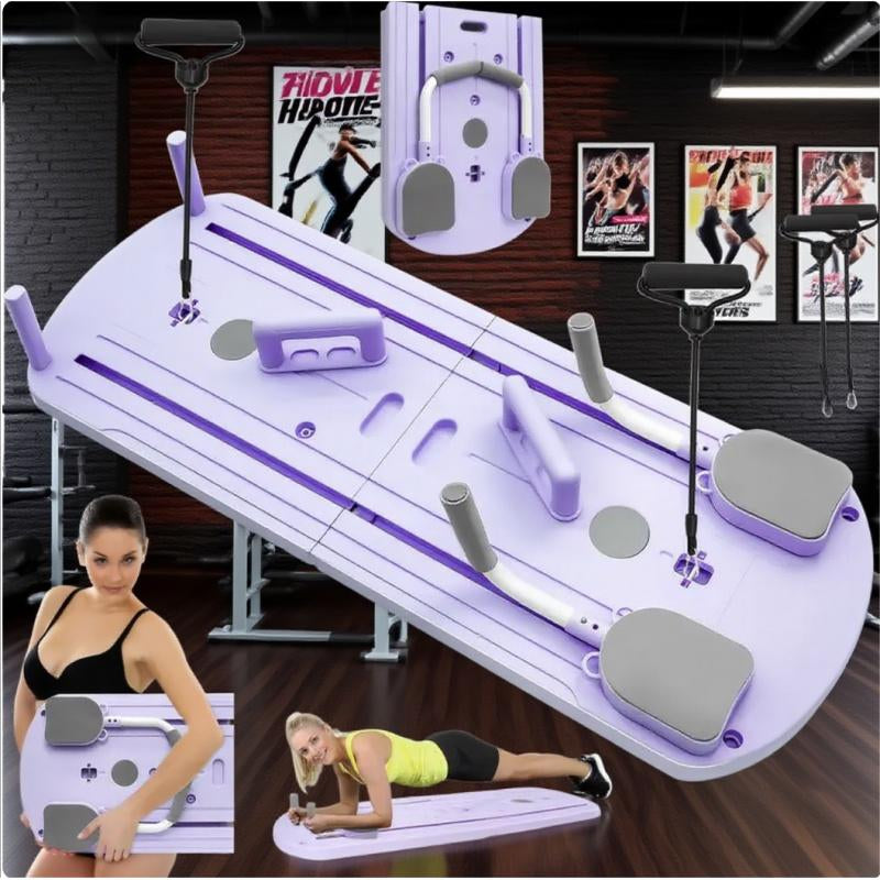 1 Multifunctional Folding Pilates Board, 8-In-1 Set, Includes Resistance Bands, Home Fitness Equipment Suitable for Both Home and Gym Use Foldable Design for Easy Storage Can Be Used for Abdominal and Core Strength Training