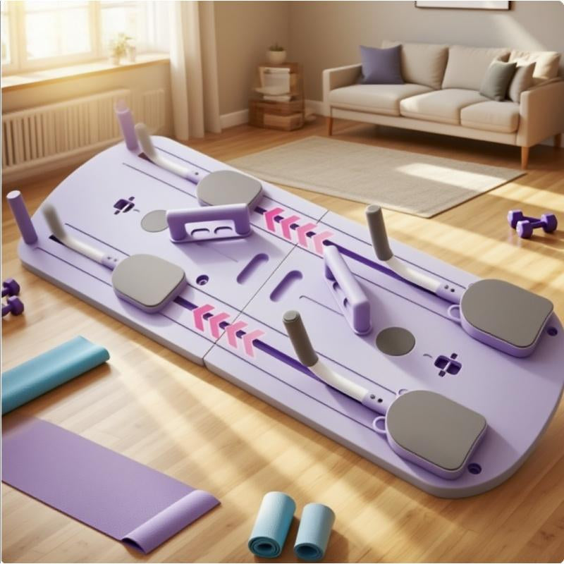 1 Multifunctional Folding Pilates Board, 8-In-1 Set, Includes Resistance Bands, Home Fitness Equipment Suitable for Both Home and Gym Use Foldable Design for Easy Storage Can Be Used for Abdominal and Core Strength Training
