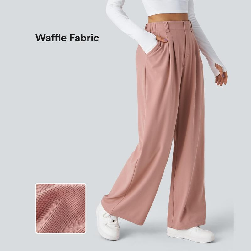 Halara Flex High Waisted Side Pocket Wide Leg Waffle Work Pants, Comfort Trousers, Minimalist Style #Summer#Summervibes#Novatopfinds#Tiktokshopbacktoschool