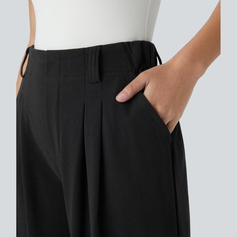 Halara Flex High Waisted Side Pocket Wide Leg Waffle Work Pants, Comfort Trousers, Minimalist Style #Summer#Summervibes#Novatopfinds#Tiktokshopbacktoschool
