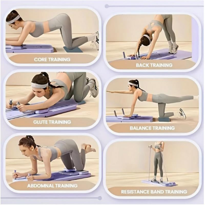 1 Multifunctional Folding Pilates Board, 8-In-1 Set, Includes Resistance Bands, Home Fitness Equipment Suitable for Both Home and Gym Use Foldable Design for Easy Storage Can Be Used for Abdominal and Core Strength Training