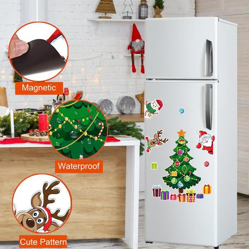 1Set Christmas Refrigerator Magnets,Christmas Tree Magnets for Fridge Stickers Decoration, Adorable Xmas Stickers for Kids Toddlers, DIY Fridge Santa Reindeer Snowman for Fridge Garage Kitchen Metal Door Christmas Decoration 2025