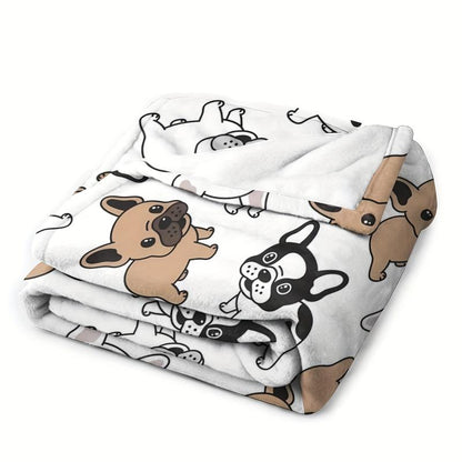 A Lovely French Bulldog Flannel Blanket - Soft,Durable and Comfortable,Suitable for All Seasons, Suitable for Bed, Sofa, Camping - Machine Washable, Gift for Friends and Family on Birthdays, Thanksgiving, Christmas,Halloween