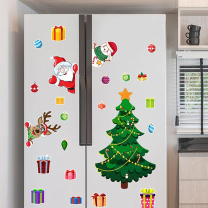 1Set Christmas Refrigerator Magnets,Christmas Tree Magnets for Fridge Stickers Decoration， Adorable Xmas Stickers for Kids Toddlers, DIY Fridge Santa Reindeer Snowman for Fridge Garage Kitchen Metal Door Christmas Decoration 2025