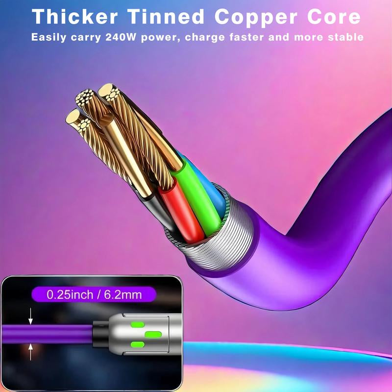 Buy 1 Get 1 Free 6.6FT 4-In-1 USB-C Cable PD Fast Charging Data Sync USB-A Type-C Lightning Aluminum Compatible Durable Reliable