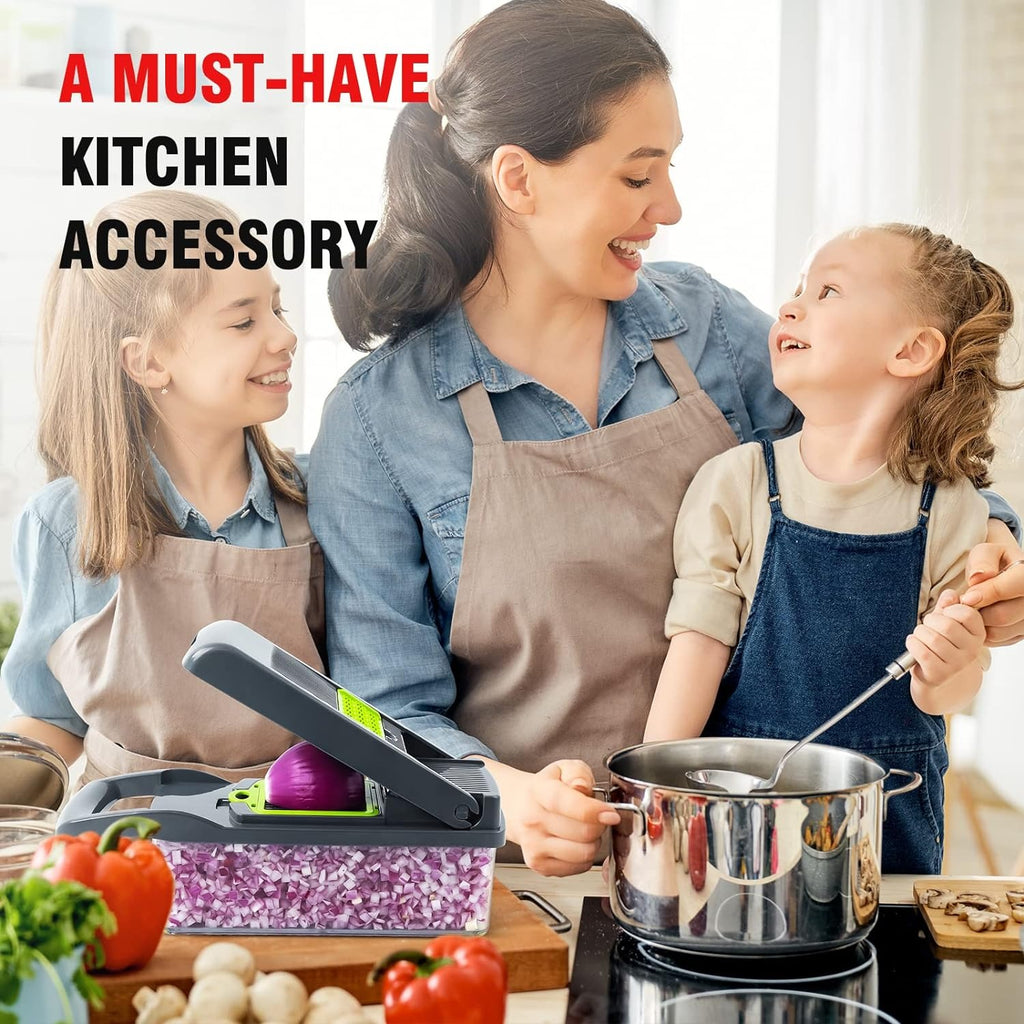 16-in-1 Multifunctional Vegetable Cutter & Slicer – Kitchen Tool with Interchangeable Blades