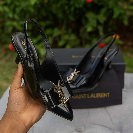 Elegant Black Kitten Heel Shoes For Women – 2.5 Inch Heels With Gold Buckle And Elastic Band Closure For Stylish Comfort And Perfect Fit (9)