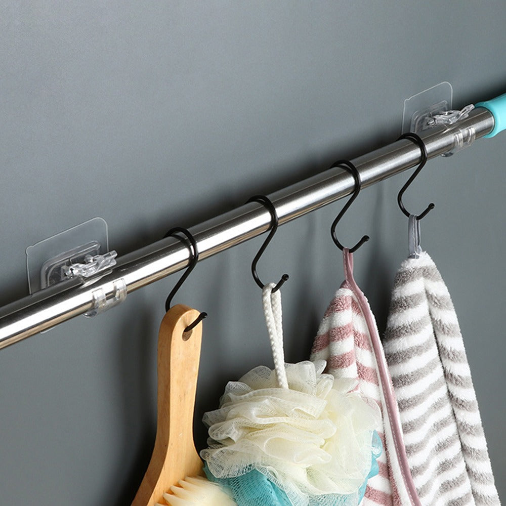 4PCS Curtain Rod Hook Set, Self Adhesive No Punch Curtain Rod Clamp Retainer Bracket For Home, Office, And Bathroom Curtain Installation