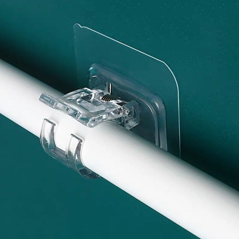 4PCS Curtain Rod Hook Set, Self Adhesive No Punch Curtain Rod Clamp Retainer Bracket For Home, Office, And Bathroom Curtain Installation