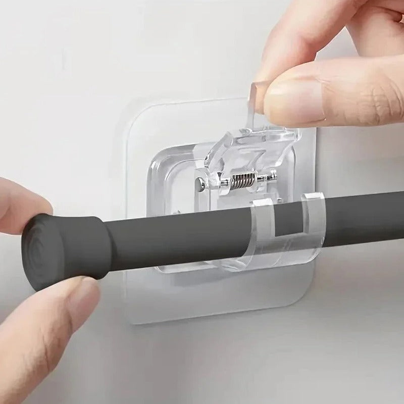 4PCS Curtain Rod Hook Set, Self Adhesive No Punch Curtain Rod Clamp Retainer Bracket For Home, Office, And Bathroom Curtain Installation