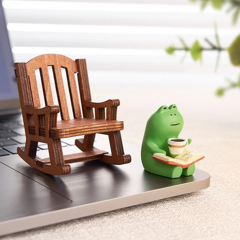 Cute Frog & Chiar Design Car Ornament, 1 Set Mini Cartoon Animal Decoration, Car Interior Decoration Accessories for Home Office Bedroom Party