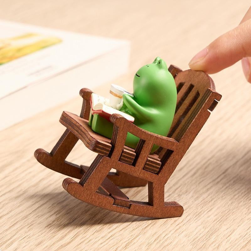 Cute Frog & Chiar Design Car Ornament, 1 Set Mini Cartoon Animal Decoration, Car Interior Decoration Accessories for Home Office Bedroom Party