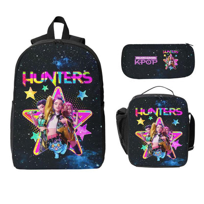 3PCS K-POP Demon Hunters School Bag Set - Large Capacity Laptop Backpack + Portable Lunch Bag + Pencil Case, Functional Fashion Backpack for Teens Men Women, Ideal for Daily Use & Adventures, Great Gift