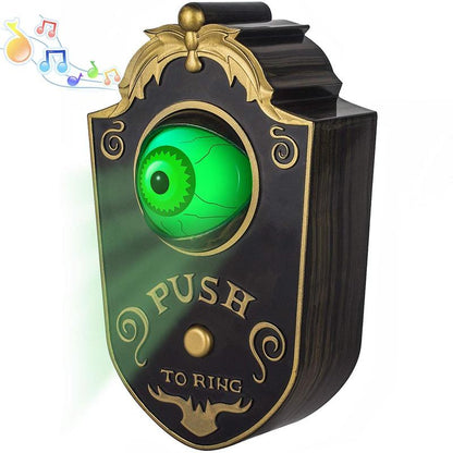 Halloween Scary Doorbell with Animated Eyeball, Light up Haunted House Prop with Spooky Tricky Sounds, Prank Toys Trick or Treat Event Decoration, Scary Party Doorbell for Indoor Outdoor Holiday Perfect Gift Decor