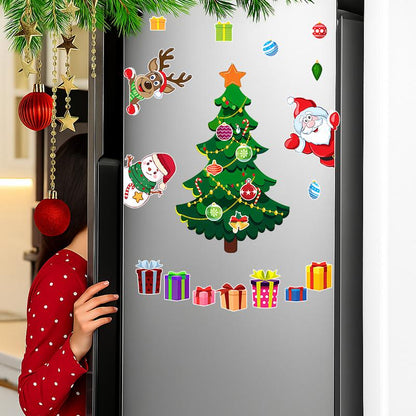 1Set Christmas Refrigerator Magnets,Christmas Tree Magnets for Fridge Stickers Decoration， Adorable Xmas Stickers for Kids Toddlers, DIY Fridge Santa Reindeer Snowman for Fridge Garage Kitchen Metal Door Christmas Decoration 2025