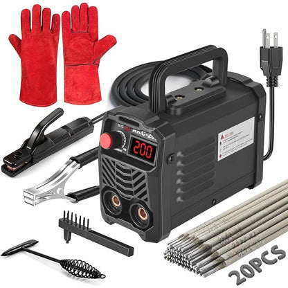 ZKB 200Amp 20PCS Rods Stick Welder, Super MINI Portable Welding Machine, IGBT Inverter Welder Machine 110V with Hot Start Arc Force Anti-Stick, for 1/16"-1/8" Rod ARC Welder, 2 Chip Hammers (Red)