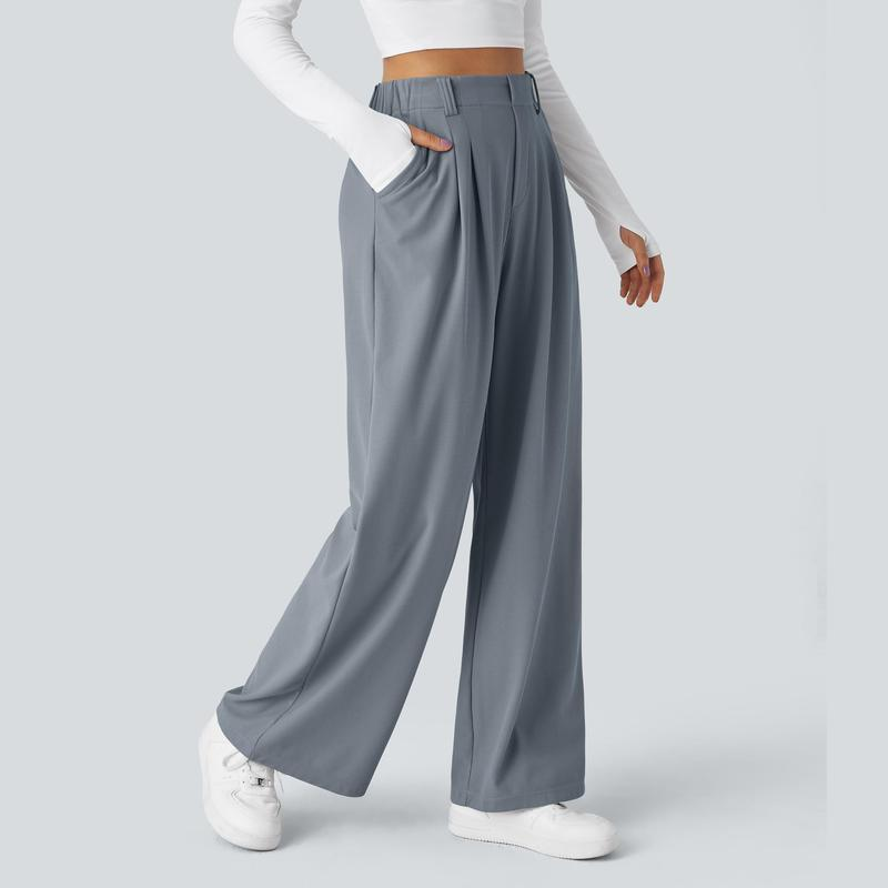 Halara Flex High Waisted Side Pocket Wide Leg Waffle Work Pants, Comfort Trousers, Minimalist Style #Summer#Summervibes#Novatopfinds#Tiktokshopbacktoschool