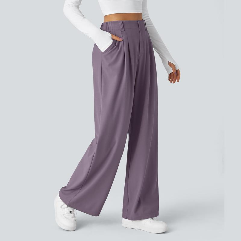 Halara Flex High Waisted Side Pocket Wide Leg Waffle Work Pants, Comfort Trousers, Minimalist Style #Summer#Summervibes#Novatopfinds#Tiktokshopbacktoschool