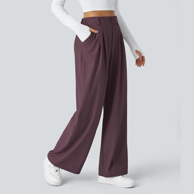 Halara Flex High Waisted Side Pocket Wide Leg Waffle Work Pants, Comfort Trousers, Minimalist Style #Summer#Summervibes#Novatopfinds#Tiktokshopbacktoschool