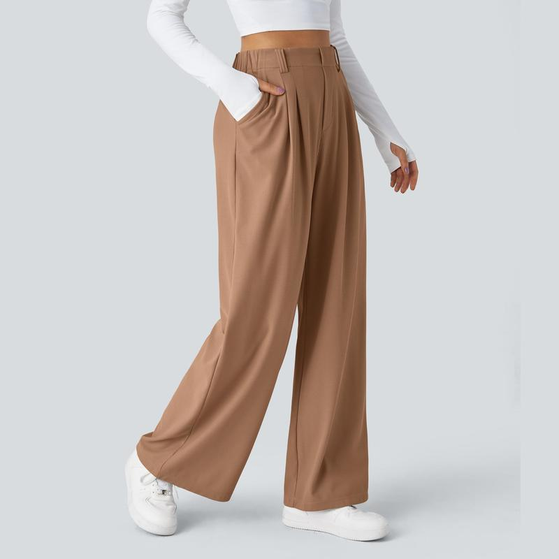 Halara Flex High Waisted Side Pocket Wide Leg Waffle Work Pants, Comfort Trousers, Minimalist Style #Summer#Summervibes#Novatopfinds#Tiktokshopbacktoschool