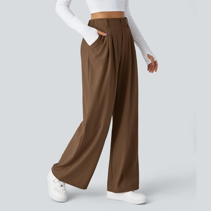 Halara Flex High Waisted Side Pocket Wide Leg Waffle Work Pants, Comfort Trousers, Minimalist Style #Summer#Summervibes#Novatopfinds#Tiktokshopbacktoschool