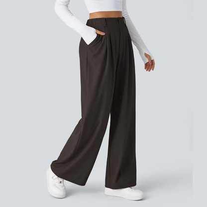 Halara Flex High Waisted Side Pocket Wide Leg Waffle Work Pants, Comfort Trousers, Minimalist Style #Summer#Summervibes#Novatopfinds#Tiktokshopbacktoschool