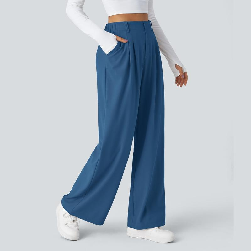 Halara Flex High Waisted Side Pocket Wide Leg Waffle Work Pants, Comfort Trousers, Minimalist Style #Summer#Summervibes#Novatopfinds#Tiktokshopbacktoschool