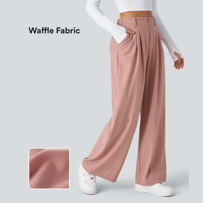 Halara Flex High Waisted Side Pocket Wide Leg Waffle Work Pants, Comfort Trousers, Minimalist Style #Summer#Summervibes#Novatopfinds#Tiktokshopbacktoschool