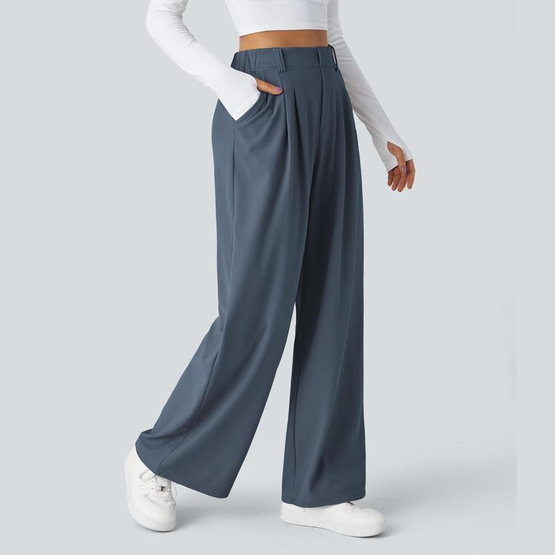 Halara Flex High Waisted Side Pocket Wide Leg Waffle Work Pants, Comfort Trousers, Minimalist Style #Summer#Summervibes#Novatopfinds#Tiktokshopbacktoschool