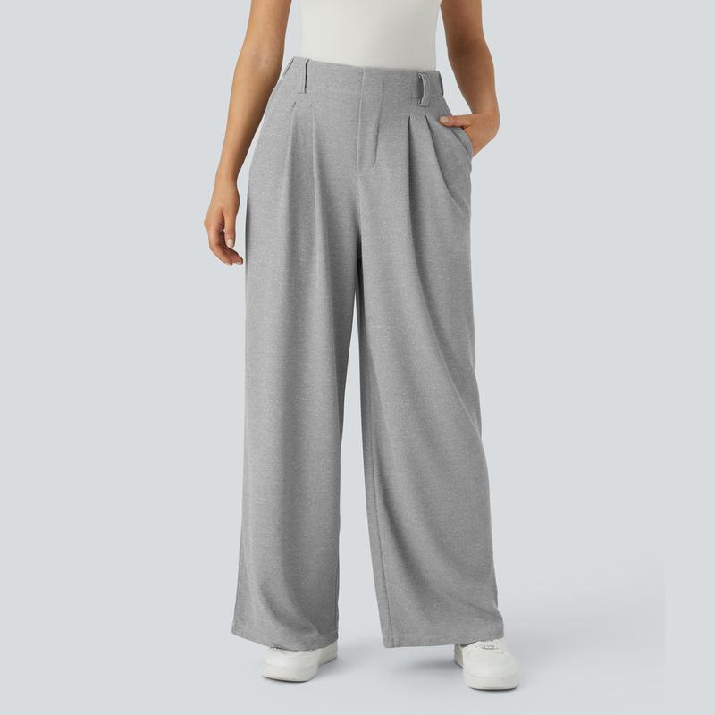 Halara Flex High Waisted Side Pocket Wide Leg Waffle Work Pants, Comfort Trousers, Minimalist Style #Summer#Summervibes#Novatopfinds#Tiktokshopbacktoschool