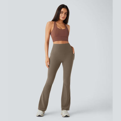 Halara Ultrasculpt Socinched High Waisted Tummy Control Pocket Shaping Yoga Bootcut Leggings
