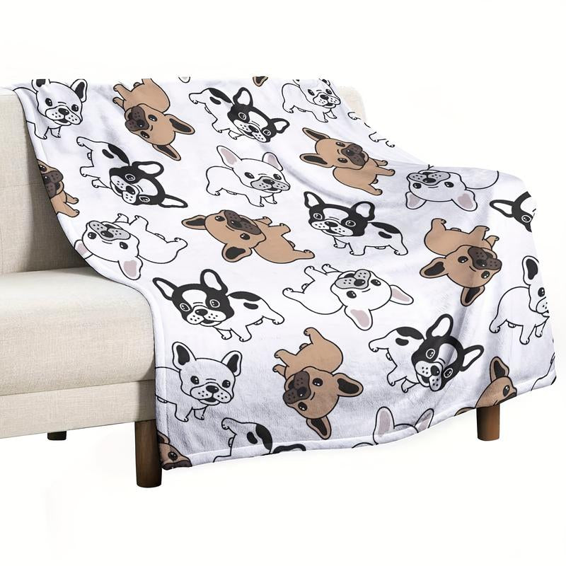 A Lovely French Bulldog Flannel Blanket - Soft,Durable and Comfortable,Suitable for All Seasons, Suitable for Bed, Sofa, Camping - Machine Washable, Gift for Friends and Family on Birthdays, Thanksgiving, Christmas,Halloween