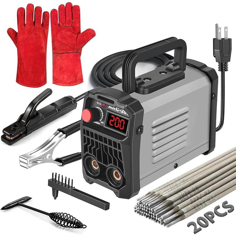 ZKB 200Amp 20PCS Rods Stick Welder, Super MINI Portable Welding Machine, IGBT Inverter Welder Machine 110V with Hot Start Arc Force Anti-Stick, for 1/16"-1/8" Rod ARC Welder, 2 Chip Hammers (Red)