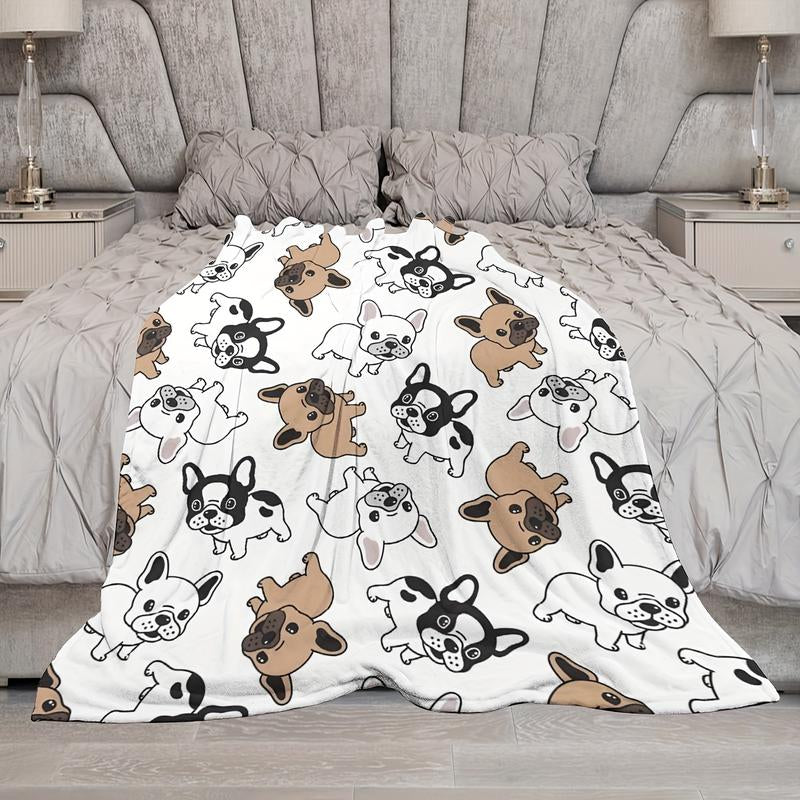 A Lovely French Bulldog Flannel Blanket - Soft,Durable and Comfortable,Suitable for All Seasons, Suitable for Bed, Sofa, Camping - Machine Washable, Gift for Friends and Family on Birthdays, Thanksgiving, Christmas,Halloween