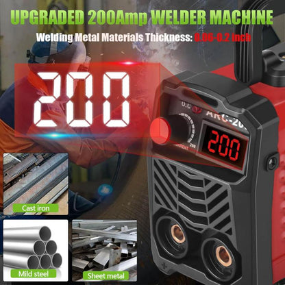 ZKB 200Amp 20PCS Rods Stick Welder, Super MINI Portable Welding Machine, IGBT Inverter Welder Machine 110V with Hot Start Arc Force Anti-Stick, for 1/16"-1/8" Rod ARC Welder, 2 Chip Hammers (Red)