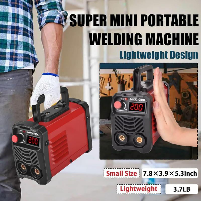 ZKB 200Amp 20PCS Rods Stick Welder, Super MINI Portable Welding Machine, IGBT Inverter Welder Machine 110V with Hot Start Arc Force Anti-Stick, for 1/16"-1/8" Rod ARC Welder, 2 Chip Hammers (Red)