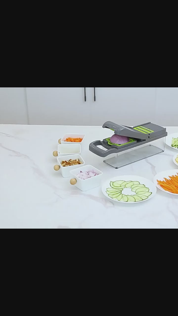 16-in-1 Multifunctional Vegetable Cutter & Slicer – Kitchen Tool with Interchangeable Blades